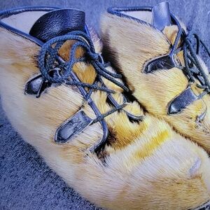 Vtg Pair of Eskimo Inuik Mukluk Style Seal Boots size 9 Wool Lined 1950s-1960s